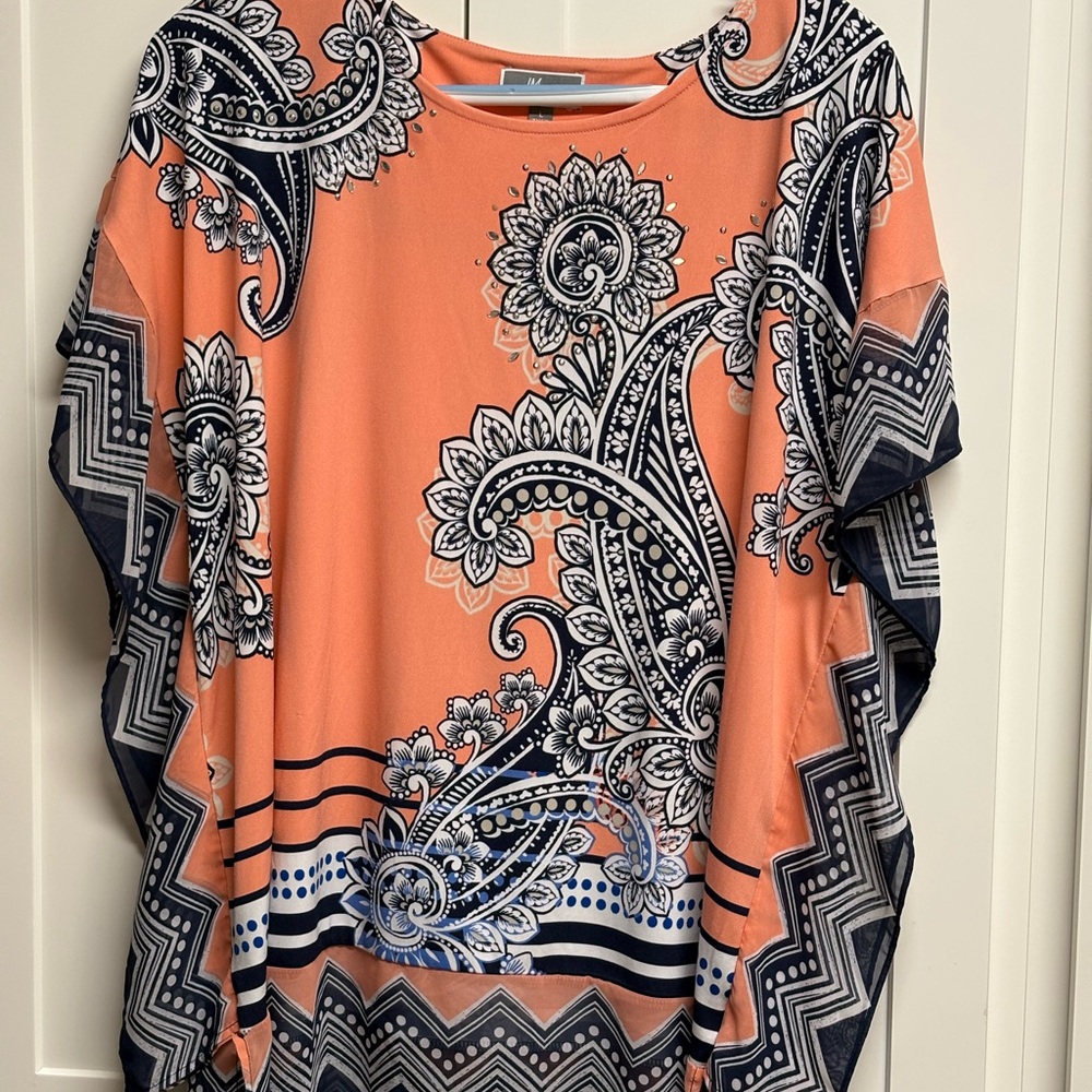 Paisley Print Orange Top